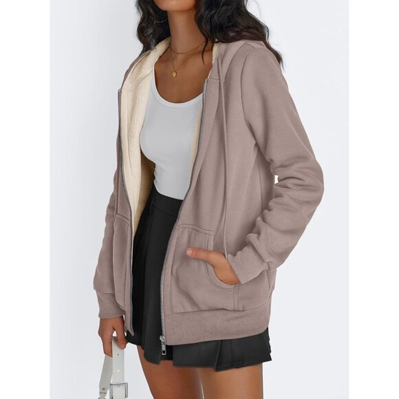 Womens Coffee  Trendy Queen Zip Up Hoodie Fleece Lined Jacket Winter Sweatshirt - Picture 3 of 5